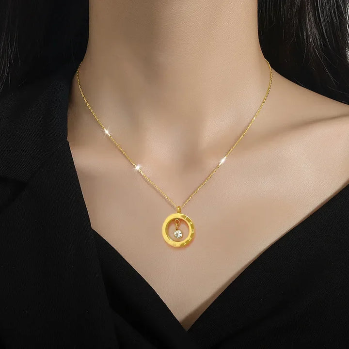 Goltique necklace styled on a model